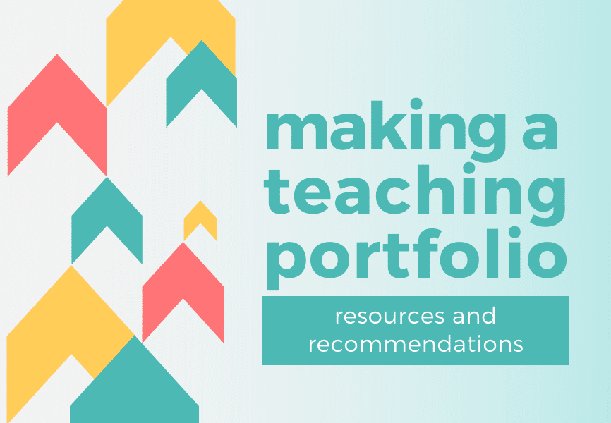Blue text says "making a teaching portfolio"